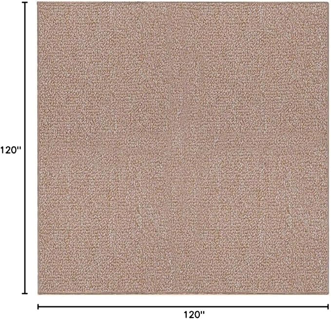 Ambiant Broadway Collection Pet Friendly Indoor Outdoor Area Rugs Beige - 10' Square, Stain & Fade Resistant, Easy Care, Pet & Kids Friendly, Made in USA, Perfect for Weddings & Everyday Use!