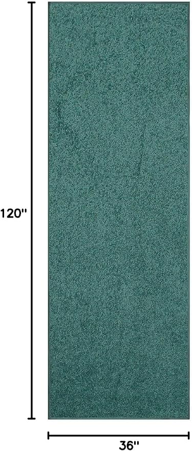 Furnish my Place Modern Plush Solid Color Rug - Teal, 3' x 10', Pet and Kids Friendly Rug. Made in USA, Area Rugs Great for Kids, Pets, Event, Wedding