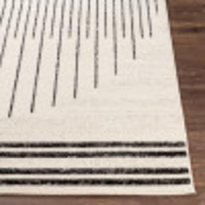 Livabliss Penrod Modern Geometric Area Rug,6'7" Round,Black/Ivory