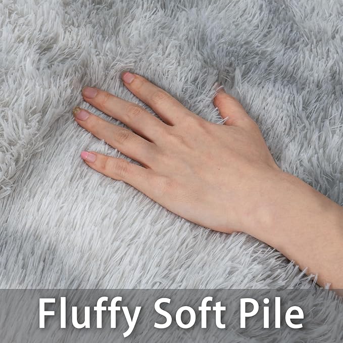 6x9 for Living Room Rugs, Tie-Dyed Plush Thick Carpets for Boy and Girls Room, Modern Soft Shag Area Rugs for Bedroom, Non Slip, Large Indoor Carpet for Nursery Dorms Home Decor Aesthetic, GREY
