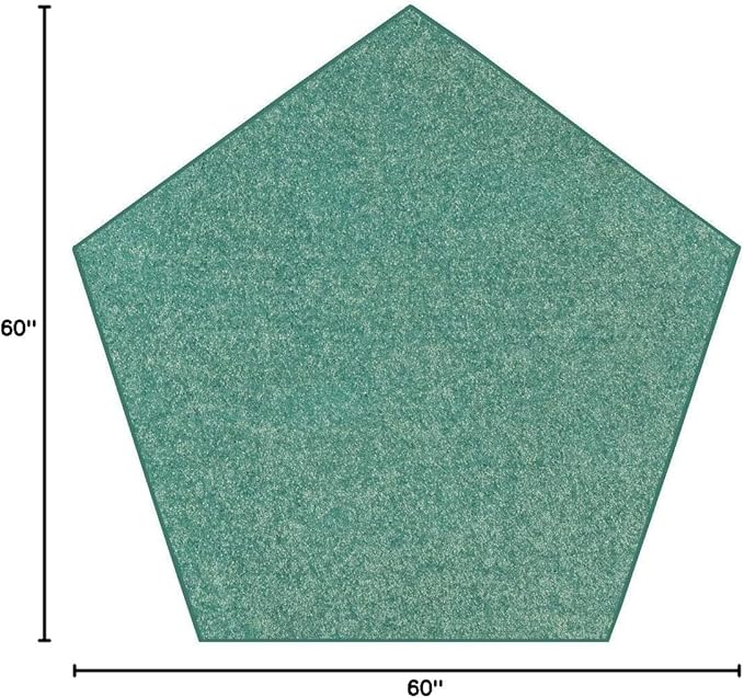 Solid Color Area Rugs Teal - 5' Pentagon, Indoor, Stain & Fade Resistant, Perfect for Living Room, Bedroom, Dining Room, Entryway, Doorway, Pet & Kids Friendly Rug, Wedding, Made in USA