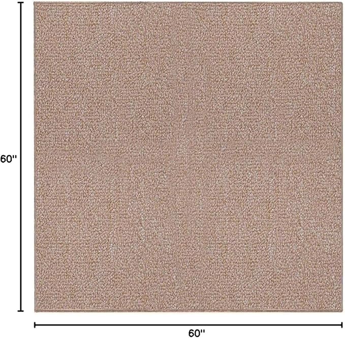 Ambiant Broadway Collection Pet Friendly Indoor Outdoor Area Rugs Beige - 5' Square, Stain & Fade Resistant, Easy Care, Pet & Kids Friendly, Made in USA, Perfect for Weddings & Everyday Use!