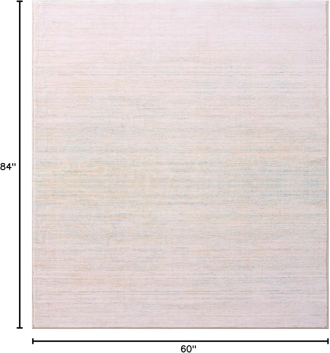 Carvapet Rugs for Living Room, Ombre Beige Modern Boho Low Pile Large Carpet with Rubber Backing, Foldable, Non Slip Machine Washable (7 x 5 Feet Rectangular, Beige Area Rug)