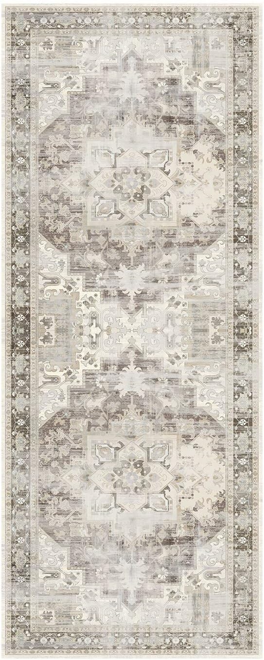 2x5 Hallway Runner Rug, Non Slip Boho Runner Rugs for Hallway, Kitchen, Entrance, Bathroom, Laundry Room, Soft Ultra-Thin Entryway Carpet, Throw Low Pile Retro Imitation Wool Carpet, Brown