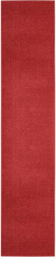 Nourison Essentials Solid Indoor/Outdoor Brick Red 2'2" x 18 Area Rug, Easy Cleaning, Non Shedding, Bed Room, Living Room, Dining Room, Deck, Patio, Backyard (2x18)