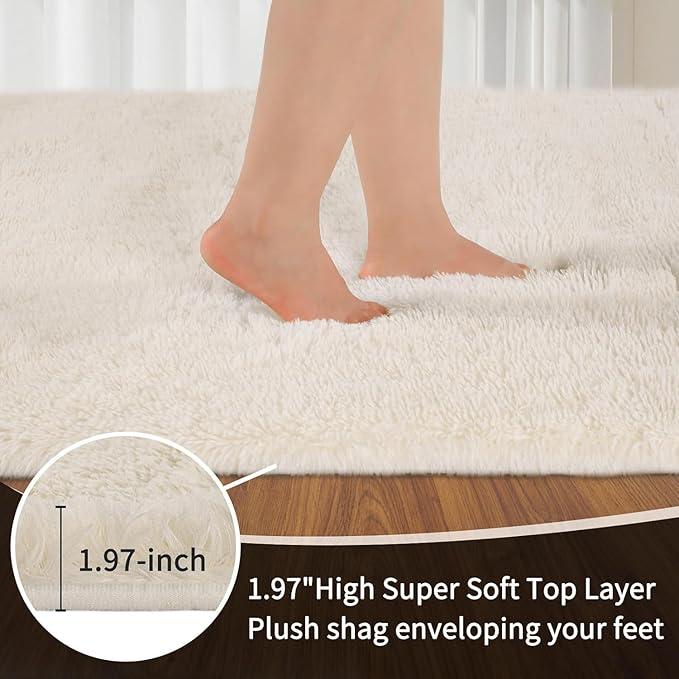 Sour Lemon 10x14 Area Rugs for Bedroom, Fluffy Rugs for Living Room, Large Area Rug Shag Shaggy Carpet Soft Plush Furry Bedside Rug, Machine Washable Area Rugs for Kids Girls Boys Home Decor Anti Slip