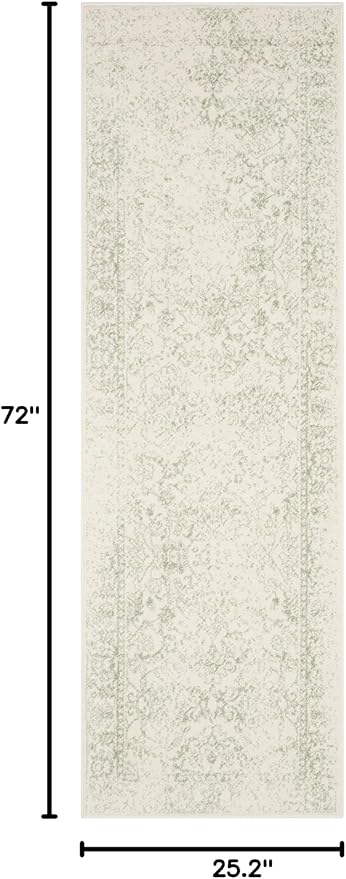 SAFAVIEH Adirondack Collection Runner Rug - 2'1" x 6', Ivory & Sage, Oriental Distressed Design, Non-Shedding & Easy Care, Ideal for High Traffic Areas in Living Room, Bedroom (ADR109V)