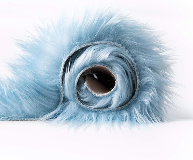Ashler Fluffy Shaggy Faux Fur Rug - Ultra Soft Light Blue Fuzzy Machine Washable 2 x 2.9 Feet Rectangle Rug for Bedroom, Kids Room, Living Room & Nursery Decor