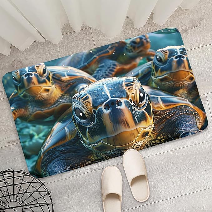 Sea Turtles Rug for Kids - Sea Turtle Area Rug 35" L x 23" W Ocean Life Turtles Carpet for Bedroom Living Room Ocean Turtle Kids Room Decor