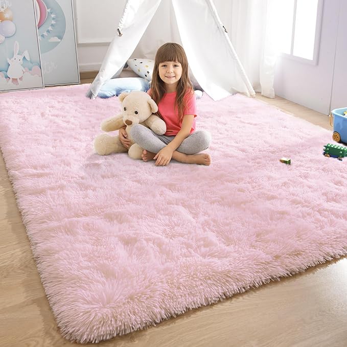 YJ.GWL Area Rugs for Bedroom, 2x3 Door Mat Washable Small Pink Bedside Rug,Fluffy Shaggy Entryway Rugs for Living Room, Shag Indoor Floor Carpet for Kids Boy and Girls, Home Decor Aesthetic