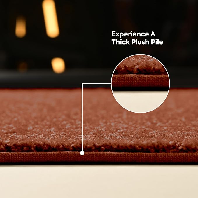 Furnish my Place Modern Plush Solid Color Rug - Rust, 4' x 34', Pet and Kids Friendly Rug. Made in USA, Area Rugs Great for Kids, Pets, Event, Wedding