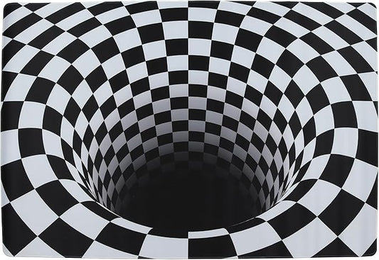 3D Optical Illusion Rug - Vortex Illusion Floor Mat for Door Entrance, Bathroom, Stairs, playroom, Living Room, or Area (Black and White, 60 x 40 Inch)