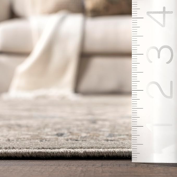 nuLOOM 2'6" x 12' Becca Traditional Tiled Area Rug, Becca Taupe, Faded Transitional Design, Stain Resistant, for Bedroom, Dining Room, Living Room, Hallway, Office, Kitchen, Entryway