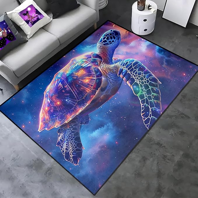 Sea Turtles Area Rugs - Sea Turtle Rugs for Bedroom Ocean Theme Rugs Ocean Animal Room Decor, 4'×5'
