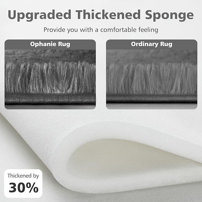 Ophanie Upgrade 2x3 Rugs for Living Room, Light Grey Fluffy Carpet Large Fuzzy Plush Shag Comfy Soft, Non-Slip Indoor Floor Carpet for Kids, Bedroom, Playroom, Home Decor Aesthetic