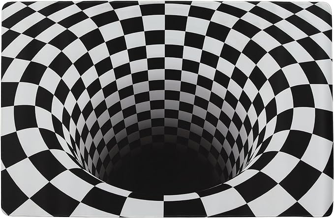 3D Optical Illusion Rug - Vortex Illusion Floor Mat for Door Entrance, Bathroom, Stairs, playroom, Living Room, or Area (Black and White, 26.5 x 17 Inch)
