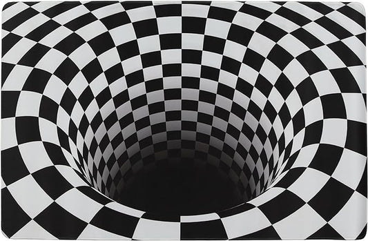 3D Optical Illusion Rug - Vortex Illusion Floor Mat for Door Entrance, Bathroom, Stairs, playroom, Living Room, or Area (Black and White, 26.5 x 17 Inch)
