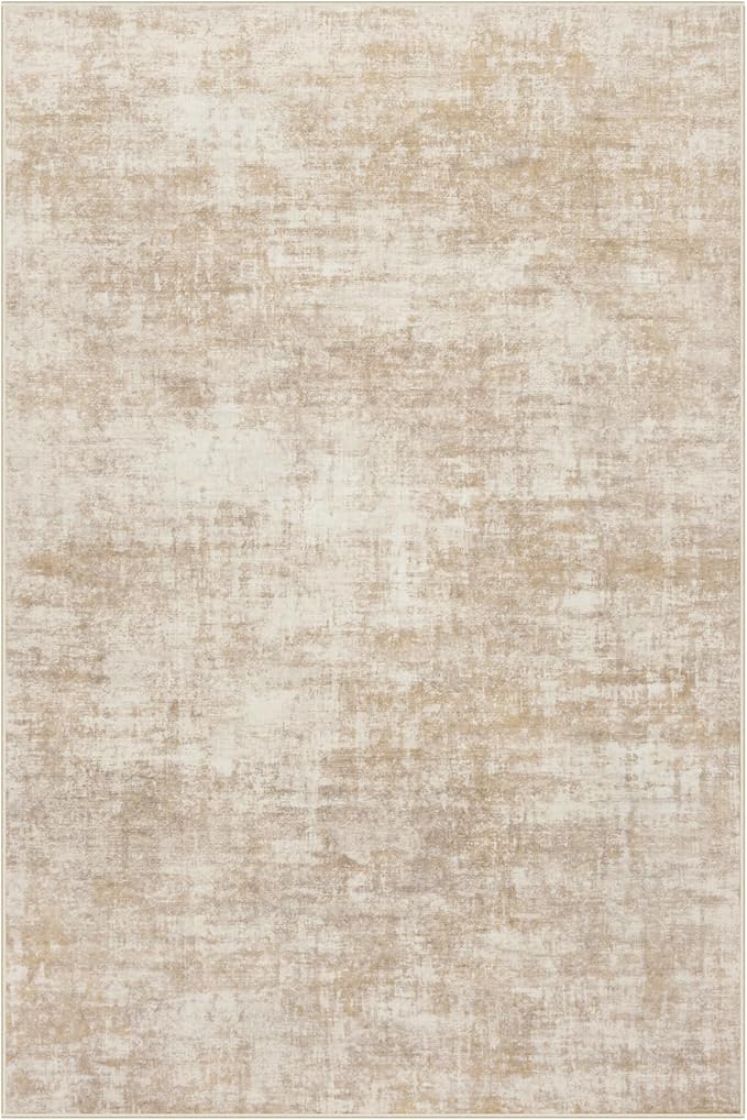 5x7 Area Rugs Washable Rug: Modern Abstract Living Room Rug Soft Anti-Skid Thin Carpet Indoor Floor Non-Shedding Carpets for Bedroom Dining Room Farmhouse Nursery Home Office - Beige