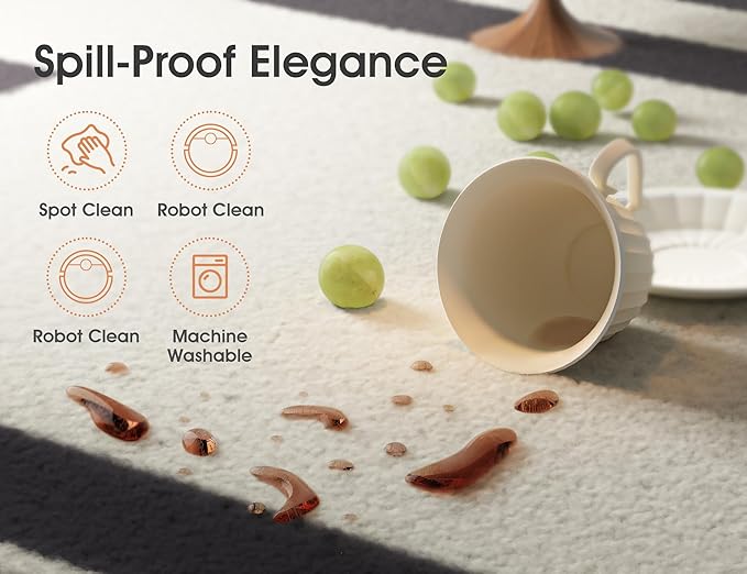 Telephant Modern Machine Washable Area Rug, 3x5, Spill-Proof Surface, Non-Slip Backing, Cozy Soft Faux Wool, Printed, Entryway, Kitchen, Laundry Room - Miro