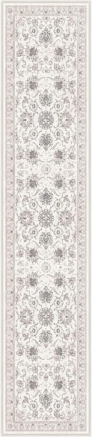 Phantoscope Hallway Runner Rug 2'x8' - Boho Washable Non-Slip Kitchen Rug Runner, Ultra-Thin Vintage Distressed Accent Throw Rug for Entryway Laundry Bathroom Bedroom, Beige/Neutral