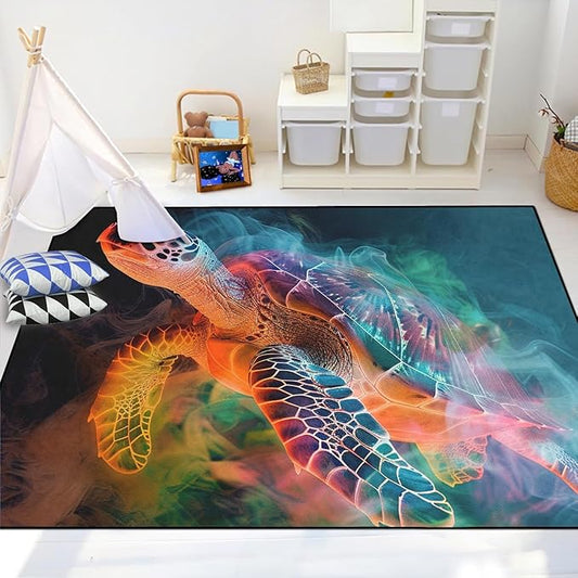 Sea Turtles Carpet Rugs - Kids Sea Turtle Coastal Rug for Bedroom Ocean Life Theme, 2'5"×4'