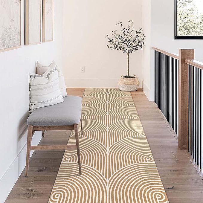 Tiffasea Kitchen Rugs 2.6'x8', Machine Washable Rug Runner Large Laundry Room Rug Extra Long Hallway Rug Cotton Woven Tan Outdoor Carpet Runner for Entryway Doorway Bedroom