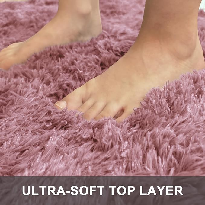OLANLY 2x8 Machine Washable Runner Rugs for Hallway, Soft Fluffy Shaggy Bedside Rugs for Bedroom, Living Room, Indoor Floor Carpet for Kids Girls Boys, Nursery Rooms, Home Decor Aesthetic, Pale Pink