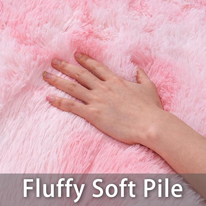5x7 Area Rugs for Living Room, Plush Thick Carpets for Boy and Girls Room, Modern Soft Shag Rug for Bedroom, Non Slip, Large Indoor Carpet for Nursery Dorms Home Decor Aesthetic, Pink