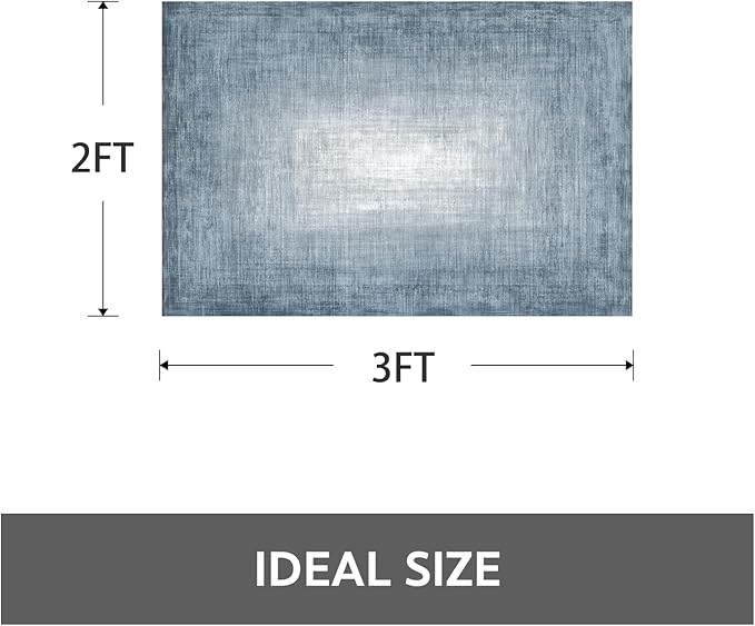 Small Area Rug-2x3 Entryway Rug Non Slip Washable Low Pile Indoor Door Mat Modern Abstract Entrance Rugs Carpet for Bedroom Kitchen Powder Room Front Porch Bathroom, Blue