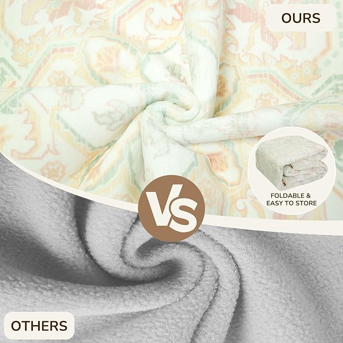 BESTSWEETIE 9x12 Area Rugs for Living Room, Washable Ultra Soft Boho Vintage Print Pattern Rug Non Slip Low Pile Carpet for Dining Room Bedroom Entryway Indoor-Light Green