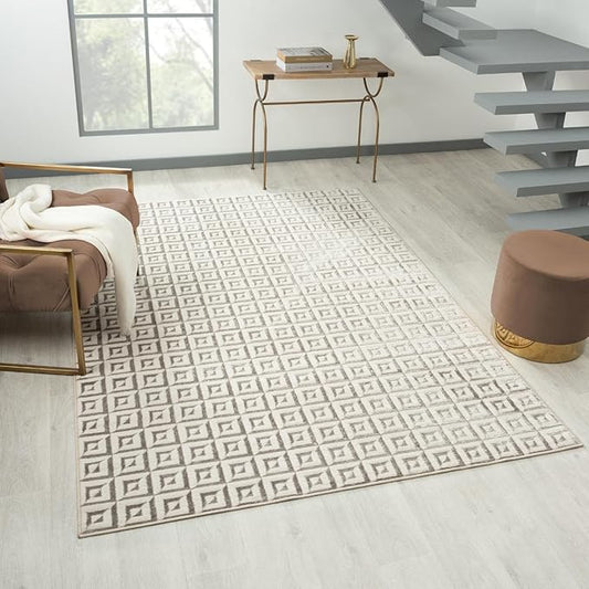 LUXE WEAVERS Geometric Greek Pattern Area Rug, Gray, 6'X9'