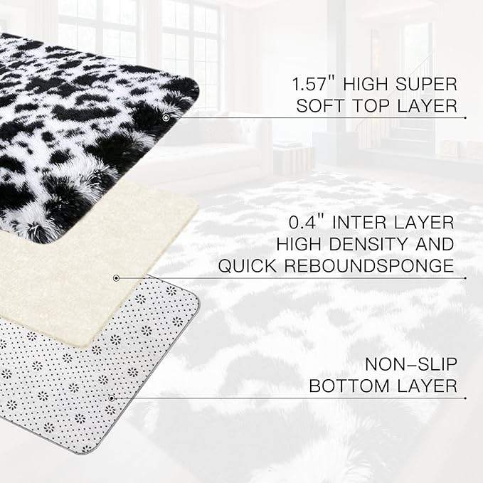 Sour Lemon 8x10 Area Rugs for Bedroom, Living Room Fluffy Rug, Large Area Rug Shag Shaggy Carpet Soft Plush Furry Bedside Rug, Machine Washable Area Rugs for Kids Girls Boys Home Decor Anti Slip