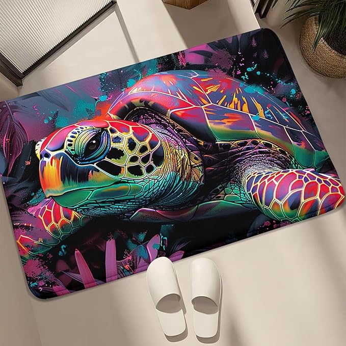 Sea Turtles Rug - Seafloor Turtle Area Rug for Kids Colorful Ocean Life Turtles Carpet Rugs for Bedroom Living Room Kids Room Decor, 35 in x 23 in