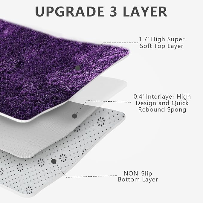 10X14 Large Area Rugs for Living Room Bedroom,Big Shag Rug for Bedroom Dorm,Soft Fluffy Indoor Carpet Nursery Rugs for Kids Girls Room Home Decor,Purple