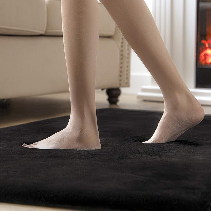 Ashler HOME DECO Ultra Soft Faux Rabbit Fur Chair Couch Cover Area Rug for Bedroom Floor Sofa Living Room Black 2 x 6 Feet