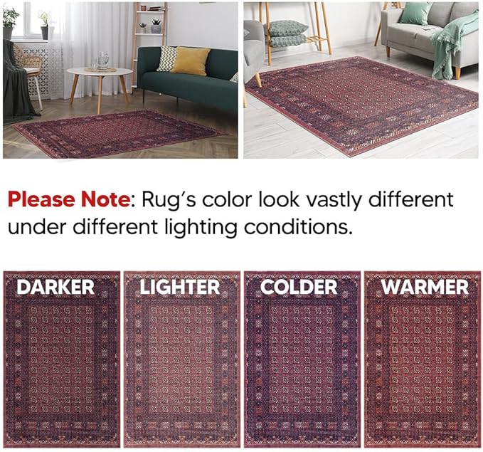 Keen Home Design 2x10 Rug - Machine Washable Runner Rug with Non-Slip Backing, Ideal for Hallway, Entryway, Kitchen, Laundry Room - Vintage, Easy Clean, Durable, Low Pile Rug - (2'6" x 10')