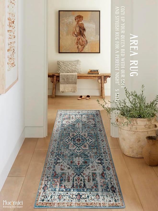 Area Rug 2x6 Hallway Runner Rugs,Non Slip Machine Washable Hallway Runner Rug Soft Bedroom Rug, Low PileLightweight Rugs for Entryway, Hallway, Kitchen and Corridor