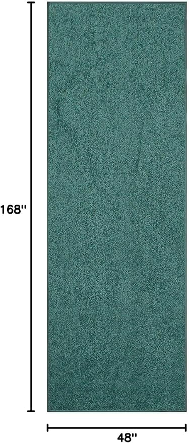 Furnish my Place Modern Plush Solid Color Rug - Teal, 4' x 14', Pet and Kids Friendly Rug. Made in USA, Area Rugs Great for Kids, Pets, Event, Wedding