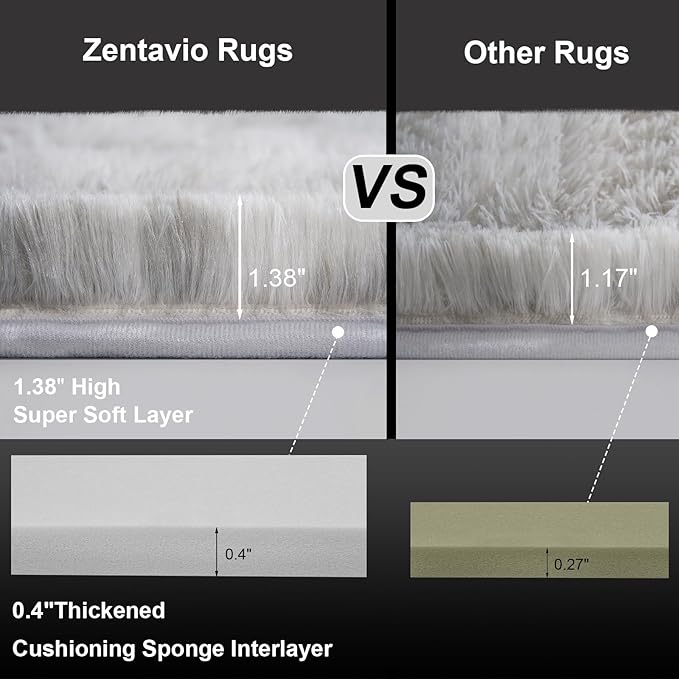 Zentavio Runner Rugs for Hallway 2x6 Shag Soft Bedroom Bedside Rugs Non Slip Fluffy Carpet for Kids Girls Boys Home Decor Aesthetic Dorm Nursery Tie-Dyed Grey White