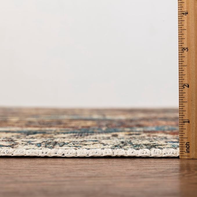 Keen Home Design 2x10 Rug - Machine Washable Runner Rug with Non-Slip Backing, Ideal for Hallway, Entryway, Kitchen, Laundry Room - Vintage, Easy Clean, Durable, Low Pile Rug - (2'6" x 10')