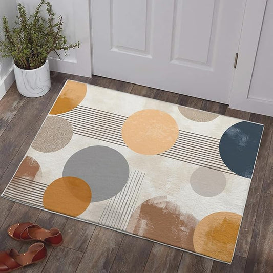 2x3 Area Rugs for Living Room Machine Washable Boho Circle Pattern Rug Non Slip Printed Abstract Geometric Rug Carpet Friendly Modern Rug for Bathroom Bedroom Dining Room Kitchen
