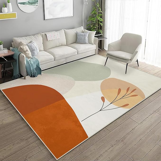 4x6 Area Rugs for Living Room Machine Washable Boho Aesthetic Rug Non Slip Printed Mid Century Geometric Rug Carpet Friendly Modern Rug for Bathroom Bedroom Dining Room Office