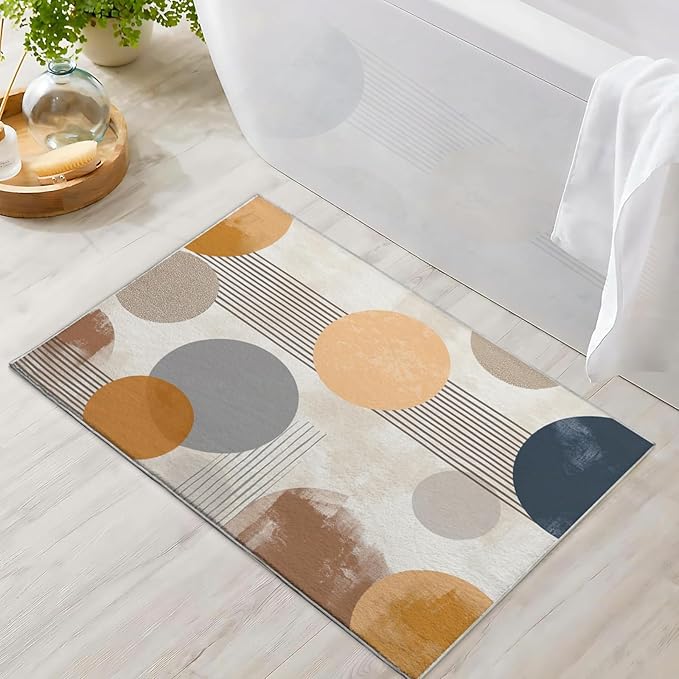 2x3 Area Rugs for Living Room Machine Washable Boho Circle Pattern Rug Non Slip Printed Abstract Geometric Rug Carpet Friendly Modern Rug for Bathroom Bedroom Dining Room Kitchen