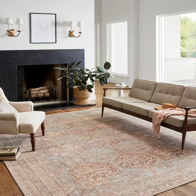 Loloi Chris Loves Julia Jules Collection JUL-04 Tangerine/Mist 5'-0'' x 7'-6'', .13" Pile Height, Area Rug