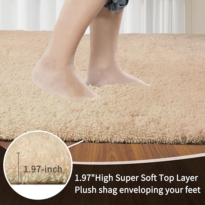 Sour Lemon 8x10 Area Rugs for Bedroom, Living Room Fluffy Rug, Large Area Rug Shag Shaggy Carpet Soft Plush Furry Bedside Rugs, Machine Washable Area Rugs for Kids Girls Boys Home Decor Anti Slip