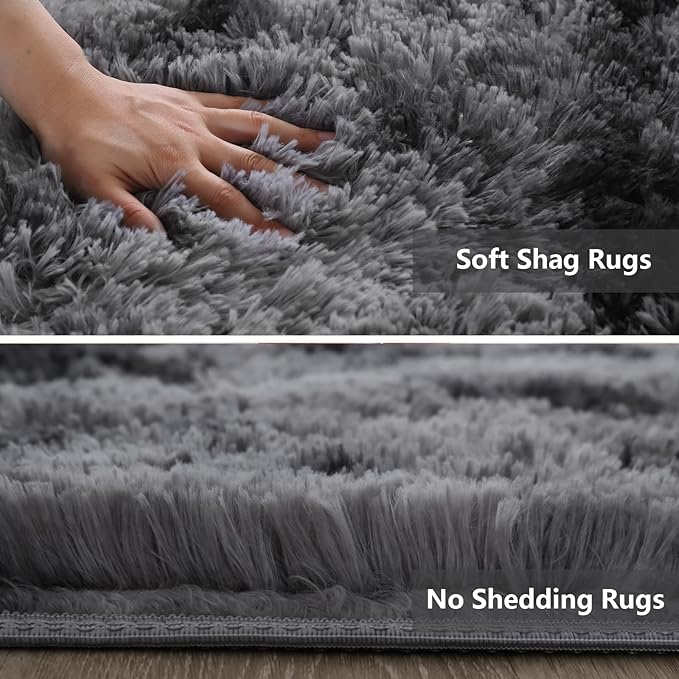9X12 Large Area Rugs for Living Room Bedroom,Big Shag Rug for Bedroom Dorm,Soft Fluffy Indoor Carpet Nursery Rugs for Kids Girls Room Home Decor(Mottling Black, 9X12 Feet)