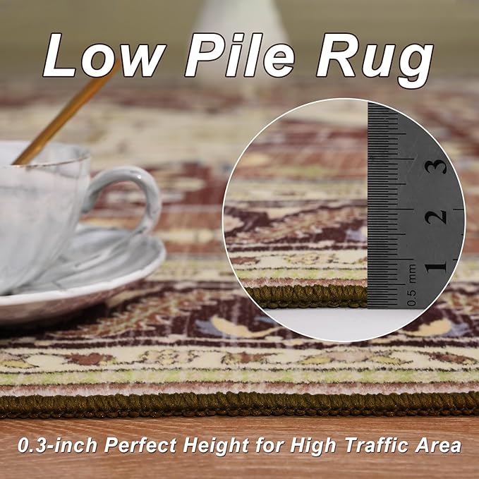 2x3 Mousse Brown Small Area Rug for Entryway, Soft Washable Rugs with Non-Slip Backing for Bedroom Kitchen, Vintage Throw Carpet Laundry Entry Front Door Decor