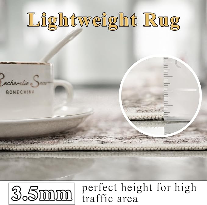 2x3 Rug Ultra Soft Abstract Rug - Area Rug Stain Resistant for Living Room Non Slip Indoor Entryway Rubber Backing Carpet Bedroom Kitchen Distressed Floor Decor Mat Machine Washable 2X3 Brown