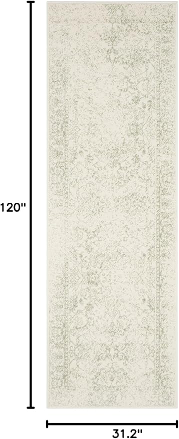 SAFAVIEH Adirondack Collection Runner Rug - 2'6" x 10', Ivory & Sage, Oriental Distressed Design, Non-Shedding & Easy Care, Ideal for High Traffic Areas in Living Room, Bedroom (ADR109V)