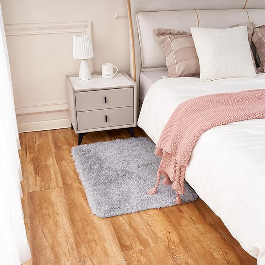 2×3 Small Rugs for Bedroom, Super Soft Living Room Shaggy Non-Slip Fluffy Furry Rug, Indoor Light Gray Floors Carpet, for Kids Girls Boys Room, Dorm Nursery RoomsHome Decor Aesthetic
